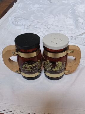 Panama Souvenir Salt and Pepper Shakers Wooden Handles
